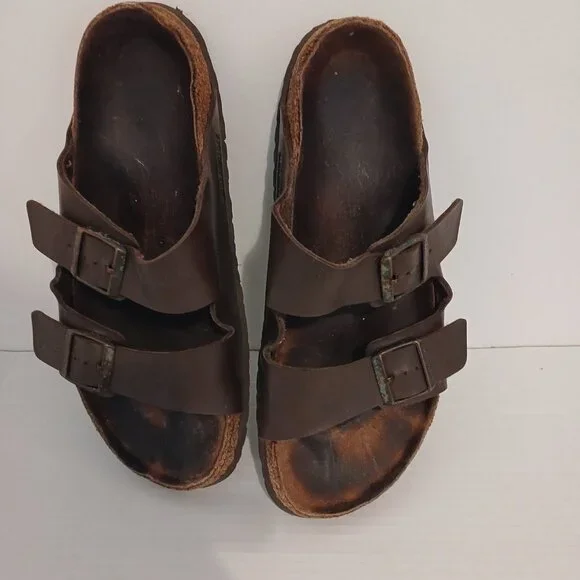 Birkenstock Double Strap Sandals Brown 11-11.5 in Long - Picture 7 of 13
